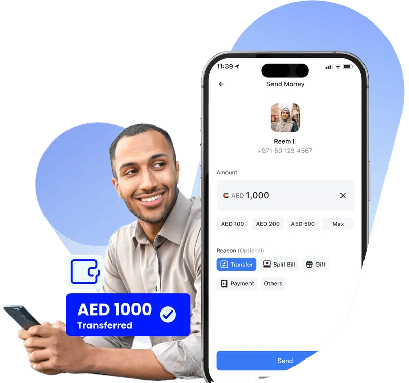 Man smiling after a successful transaction